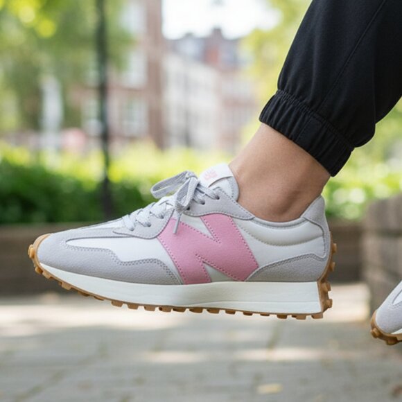 New Balance 327 Women's Casual Sneakers Shoes White Moonbeam Pink various sizes - Picture 9 of 9